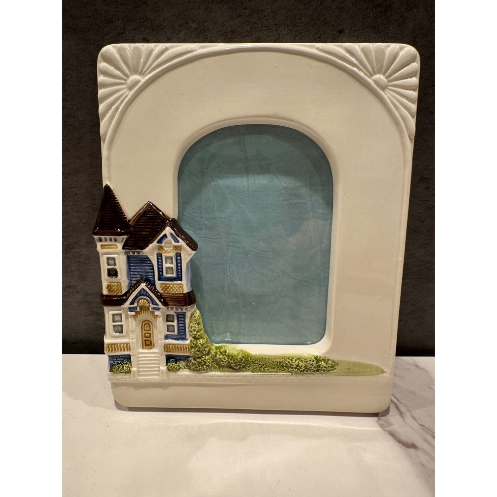 Vintage Otagiri Houses Ceramic 4 x 5.5 Photo Picture Frame Stand or Hang Japan